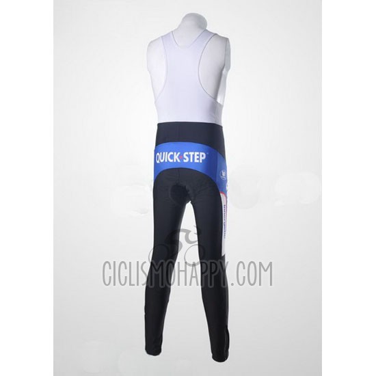 Quick Step Floor Cycling Jersey Bib Tight 2011 Long Sleeve White and Sky Blue